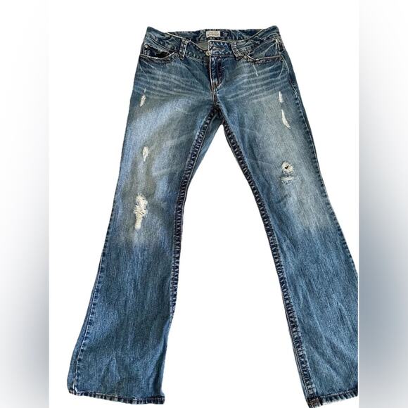 VINTAGE Aeropostale Hailey Skinny Flare Distressed Blue Jeans. Size 11/12 Long - Picture 1 of 14